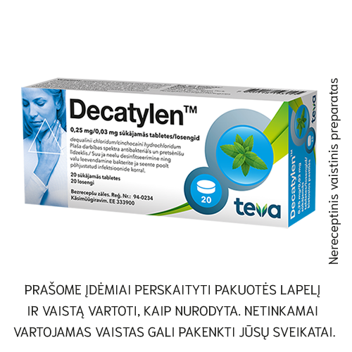 Decatylen 0.25mg/0.03mg kietosios pastilės N20