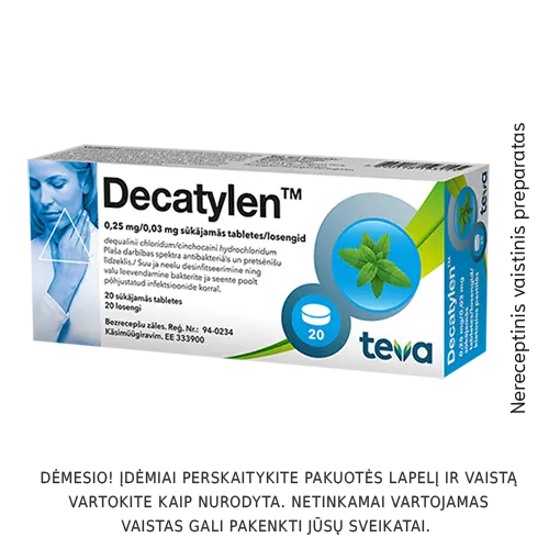 Decatylen 0.25mg/0.03mg kietosios pastilės N20