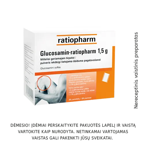 Glucosamin – ratiopharm 1.5g milteliai geriamajam tirpalui N20