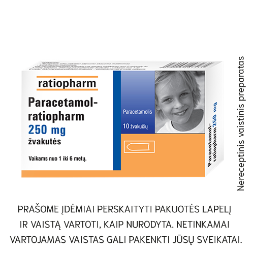 Paracetamol-ratiopharm 250mg žvakutės N10